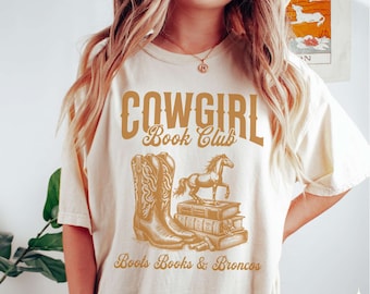 Bookworm Cowgirl Comfort Colors T-Shirt, Western Reader Tee