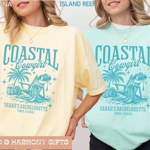 Custom Coastal Cowgirl Bachelorette Comfort Colors Shirt, Personalized Bach Party Favors Personalized Social Club Bridesmaid Gifts Oversized