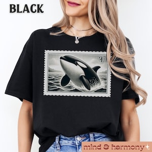 Orca Whale Shirt Comfort Colors Save Sealife Stamp Graphic Tee Vintage Aesthetic Tshirt Orca Lover Gift Free Ocean Sea Animal Unisex Summer