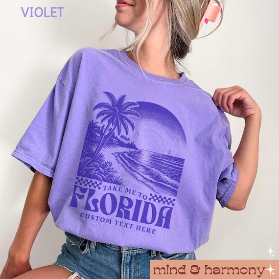 Florida Comfort Colors Shirt, Custom Color Vacation Girl Trip Tshirt Fan Gift Beach Graphic Tee Oversized Trendy Concert Fit Florida Tshirt