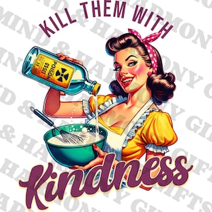 Retro Housewife PNG Graphic, Sarcastic Woman Funny Pinup Art DIY Gift Digital Download for Prints Sarcasm Craft Adult Humor Trendy Clipart