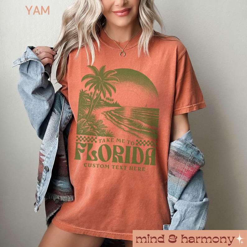 Florida Comfort Colors Shirt, Custom Color Vacation Girl Trip Tshirt Fan Gift Beach Graphic Tee Oversized Trendy Concert Fit Florida Tshirt Yam