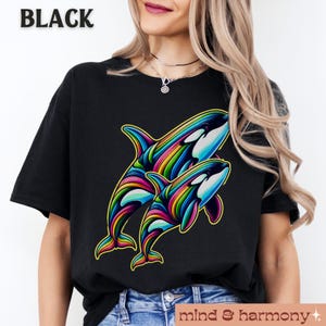 Rainbow Orca Whale Shirt Comfort Color Save Sealife Graphic Tee Vintage Aesthetic Tshirt Orca Lover Gift Free Ocean Sea Animal Unisex Summer