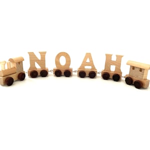 Letras de tren de madera educativas para guardería, regalo personalizado con nombre para niños