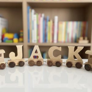 Educational Nursery Wooden Train Letters For Childrens Personalised Name Gift