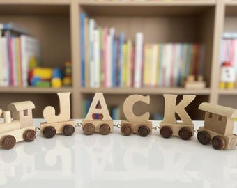 Educational Nursery Wooden Train Letters For Childrens Personalised Name Gift