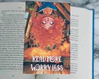 気まぐれな逆さまの女の子のブックマーク：手作りラミネート加工の読書ギフト