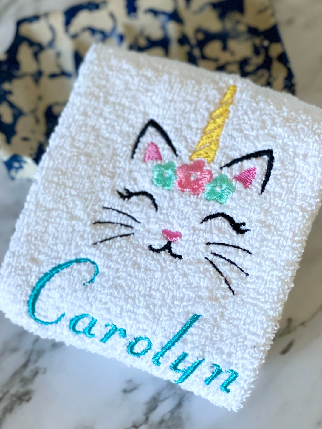Cat Unicorn Washcloth Personalized Washcloth/ Custom Etsy