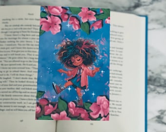 フローラルガールブックマーク：ラミネート加工の読書ギフト