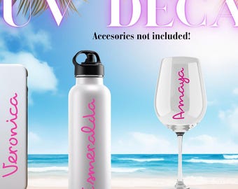 Island Inspired Custom Name Permanent UV Decal, UV Sticker, UV Decal, Gift, Bachelorette, Birthday, Personalized, Party favors,