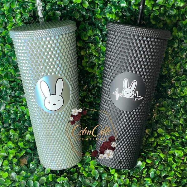 Un Verano sin ti Bad Bunny Inspired Studded Tumbler, Bad Bunny, Soft Touch Studded Tumbler, 24oz double Wall Tumbler, Matte Black Tumbler