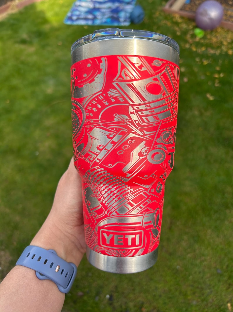 Gearhead Gift Idea: 30 oz Tumbler for Car Enthusiasts - Automotive Travel Cup, Ideal for Cold Beverages Red YETI