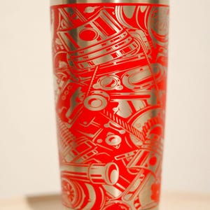 Gearhead Gift Idea: 30 oz Tumbler for Car Enthusiasts - Automotive Travel Cup, Ideal for Cold Beverages Red No Brand