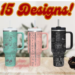 Full Wrap Laser Engraved 40oz Tumbler with Handle & Straw, Stainless Steel Tumbler, Christmas Gift