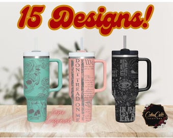 Full Wrap Laser Engraved 40oz Tumbler with Handle & Straw, Stainless Steel Tumbler, Christmas Gift