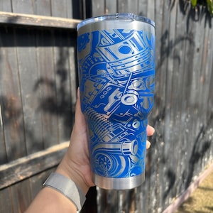 Gearhead Gift Idea: 30 oz Tumbler for Car Enthusiasts - Automotive Travel Cup, Ideal for Cold Beverages Blue No Brand