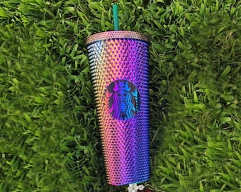 Oil Slick Studded Tumbler, Soft Touch Studded Tumbler, Oil Slick, 24oz double Wall Tumbler, 24 oz Double wall tumbler Matte Black Tumbler