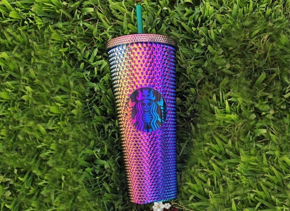 Oil Slick Studded Tumbler, Soft Touch Studded Tumbler, Oil Slick, 24oz double Wall Tumbler, 24 oz Double wall tumbler Matte Black Tumbler