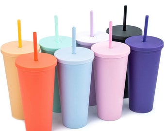 22oz Double Walled Clear Transparent Plastic Reusable Cups | Acrylic Skinny  Tumbler With Straw and Lid | Blank Tumblers | Fast Shipping USA - Etsy