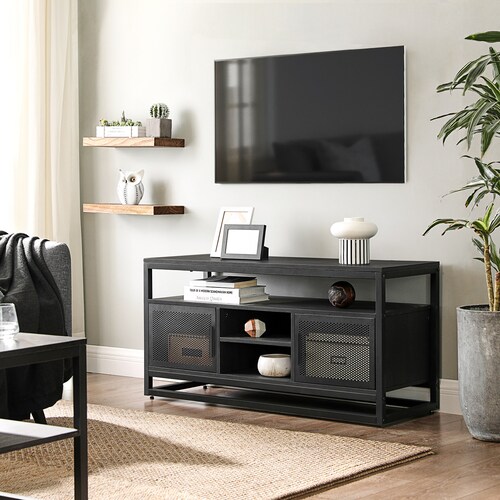 Black Media Console Tv Stand Blackmetal With Black Media Console Tv Stand Blackmetal, Metal Media Console Table