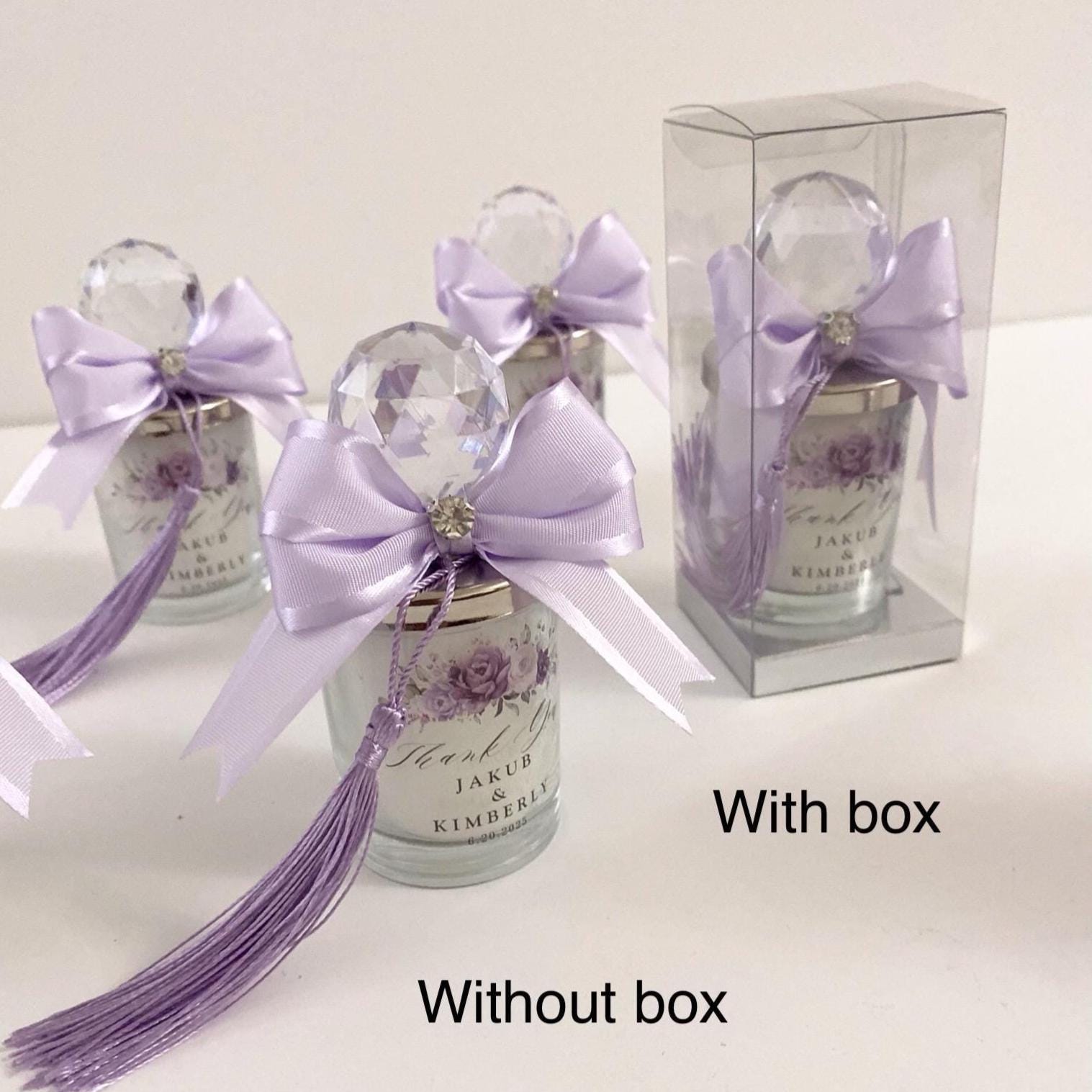 Lilac Wedding Candle Favors With Crystal Knob and Ribbon - Etsy