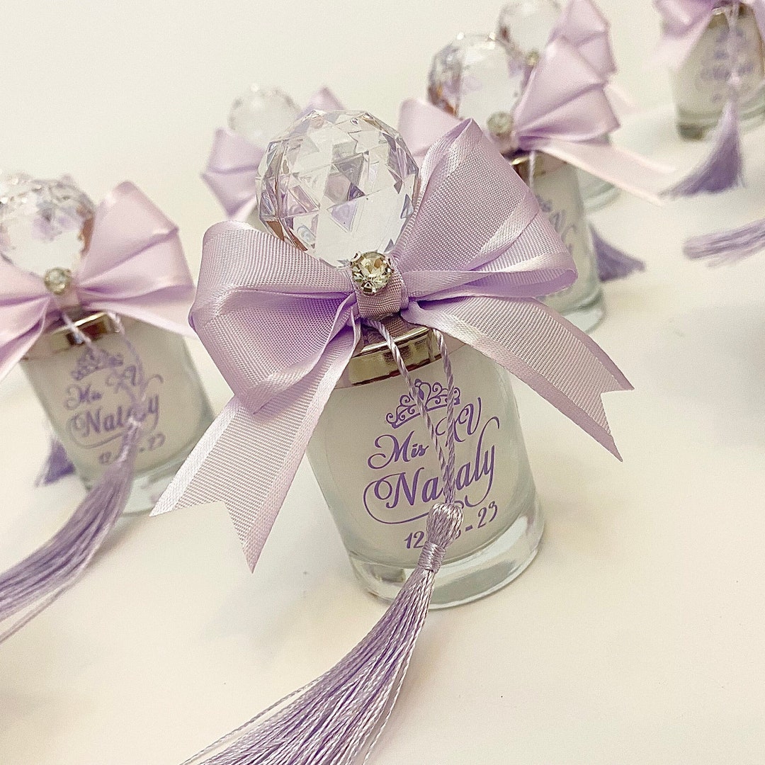 Lilac Wedding Candle Favors With Crystal Knob and Ribbon - Etsy