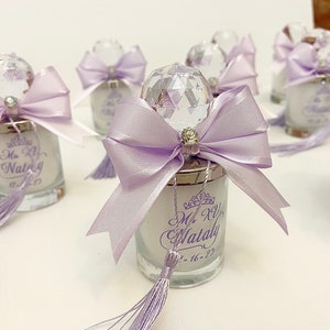 Lilac Wedding Candle Favors With Crystal Knob and Ribbon - Etsy