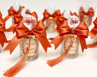 Personalized Burnt Orange Wedding Favors: Shot Glass Candle