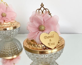 Personalized Candle Favors: Pink Tulle Flower, Sweet 16, Quinceañera
