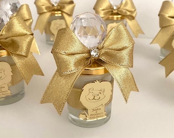 Lion Baby Shower Candle Favors: Jungle Safari Shot Glass Party Decor