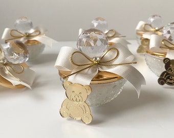 Teddy Bear Baby Shower Favors, Personalized Party Keepsakes, Elegant Candle Gifts