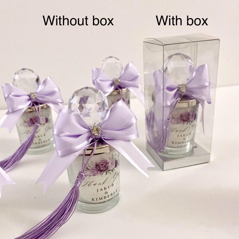 Personalized Purple Lilac Wedding Candle Favors, Thank You Favors in a ...
