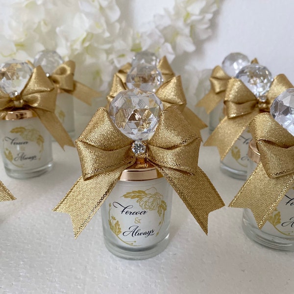 Crystal Lid with Ribbon Personalized Candle Favor for Guests in Bulk, Luxury Wedding Candle Favors, Elegant Candle in glass, Wedding Favors