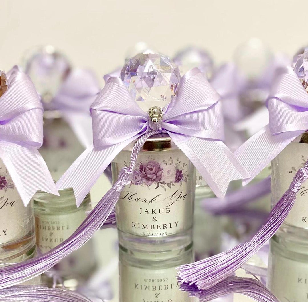 Personalized Purple Lilac Wedding Candle Favors, Thank You Favors in a ...