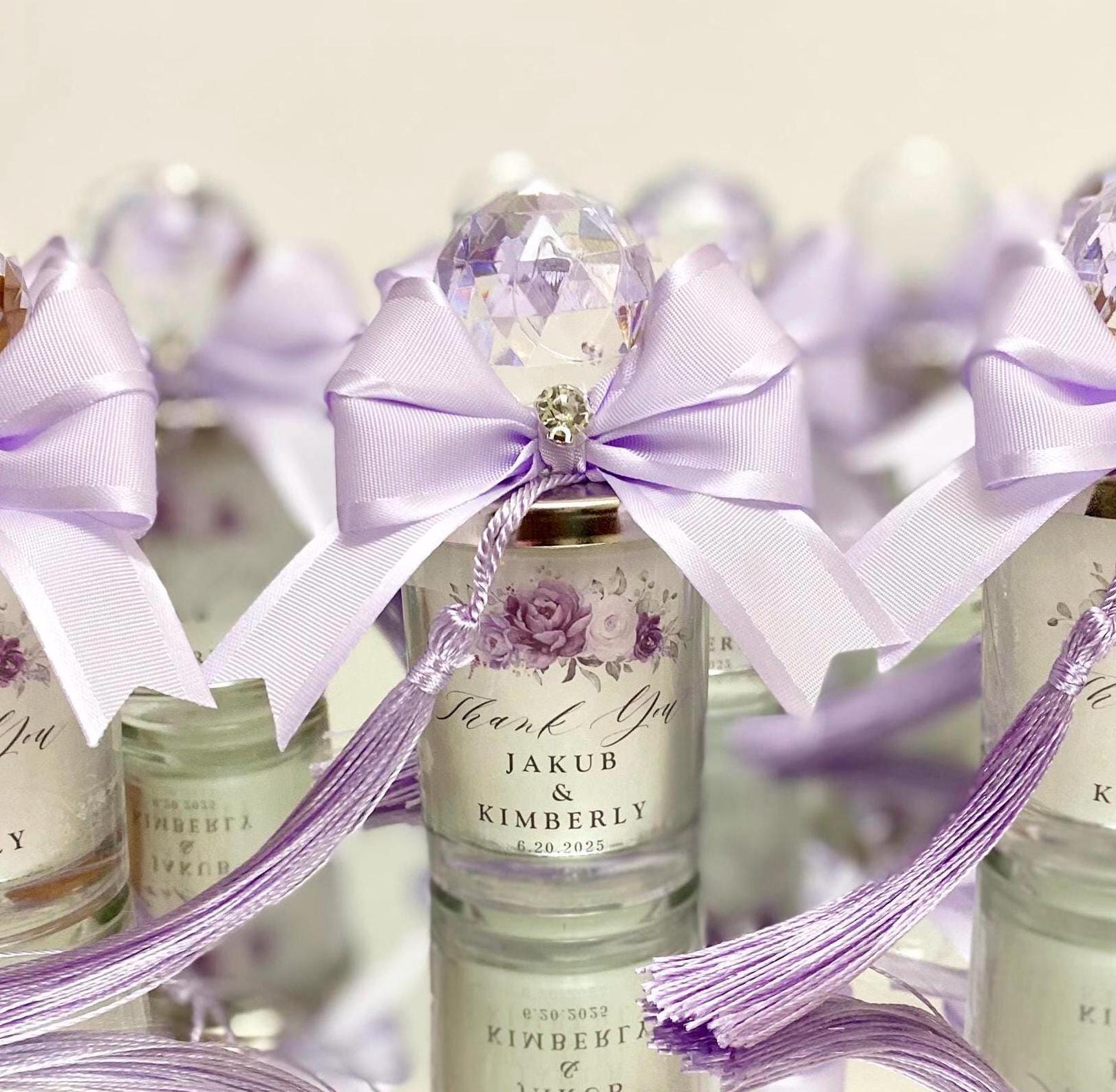Personalized Purple Lilac Wedding Candle Favors, Thank You Favors in a ...