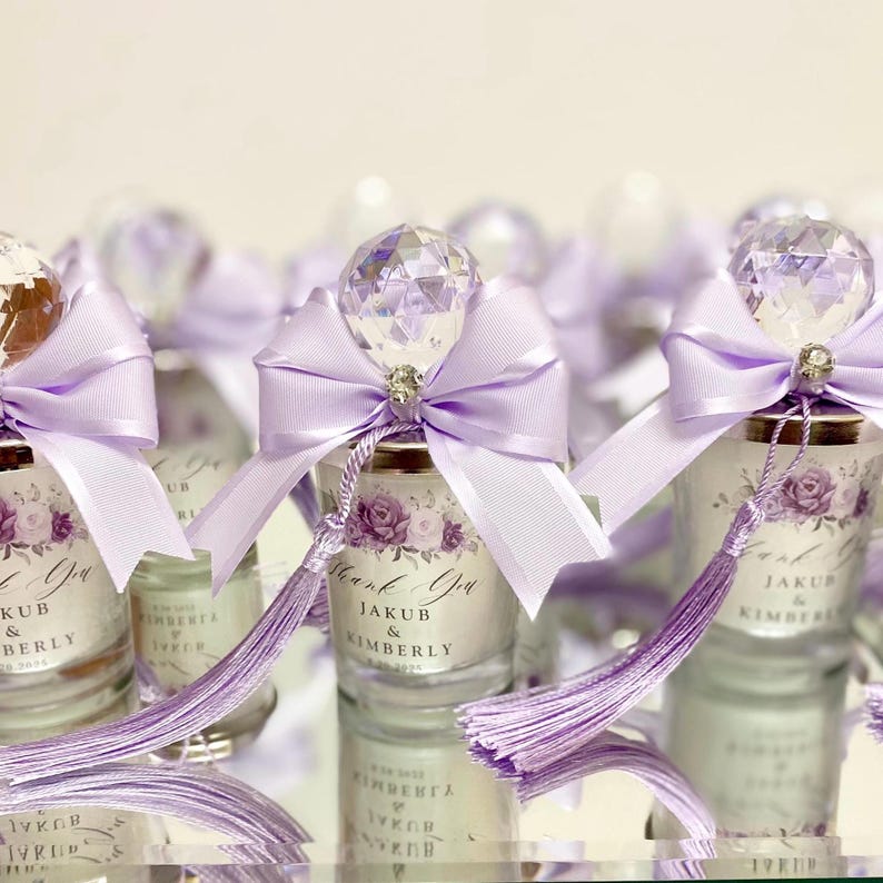 Personalized Purple Lilac Wedding Candle Favors, Thank You Favors in a ...