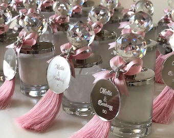 Personalized Crystal Lid Candle Favors, Party Shot Glass Candles