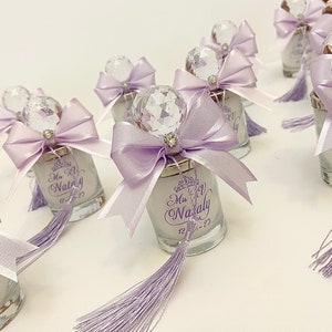 Lilac Wedding Candle Favors With Crystal Knob and Ribbon - Etsy