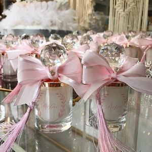 Personalized Shot Glass Candle Favors, Elegant Wedding Bridal Shower Guest Gifts, Bulk Party Favors
