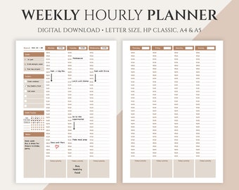 Printable Daily Weekly Hourly Planner With Times Hourly - Etsy