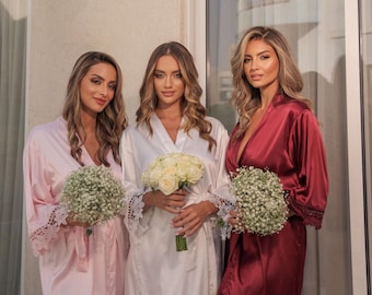 Lace Satin Bridal Robe: Bridesmaid Getting Ready Robe
