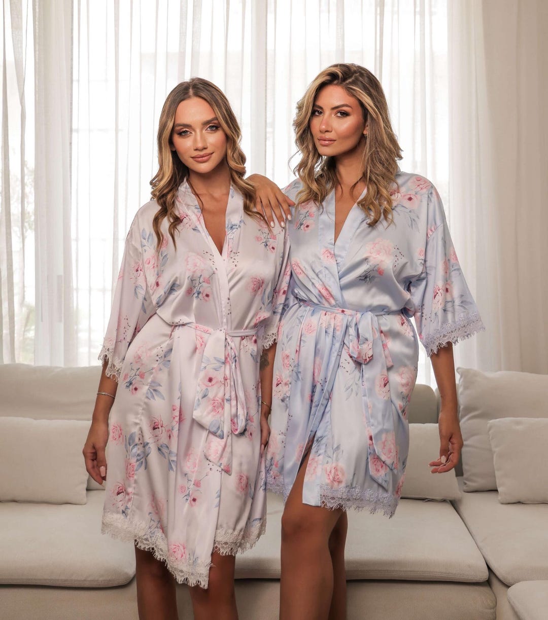 Etsy Satin Robe Rose Floral Satin Robes | Bridal Robes | Floral Bridesmaid Robes ...