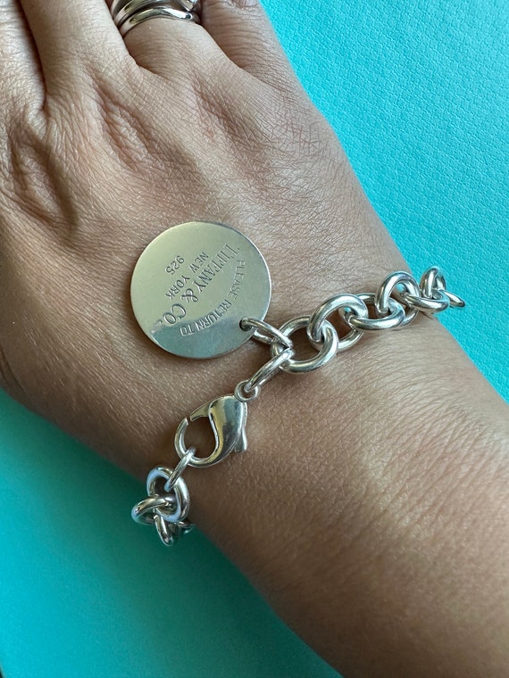 Tiffany & Co 925 sterling silver heart tag bracelet 7.25