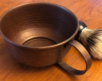 Copper Shaving Bowl Hand Crafted Solid - Hammered copper shaving cup - Dark copper shaving bowl or Shiny Copper Shave Cup - hand hammered