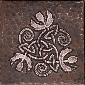 Hammered Copper Tile 4x4 hand hammered copper tiles with ceramic tile backer Duo-Tone Antique Copper