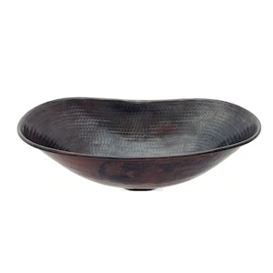 Copper  Vessel Sink 16&quot; Sleigh Vessel hammered copper bathroom sink for top counter mount