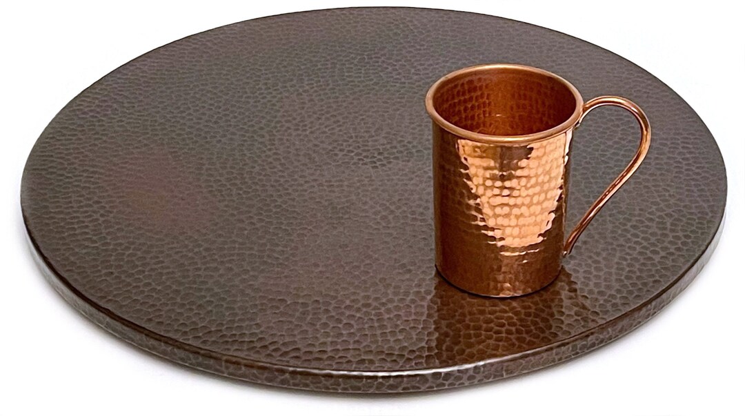 19 Inchhand Hammered Copper Lazy Susan 19 Diameter X .5 Thick, Dark
