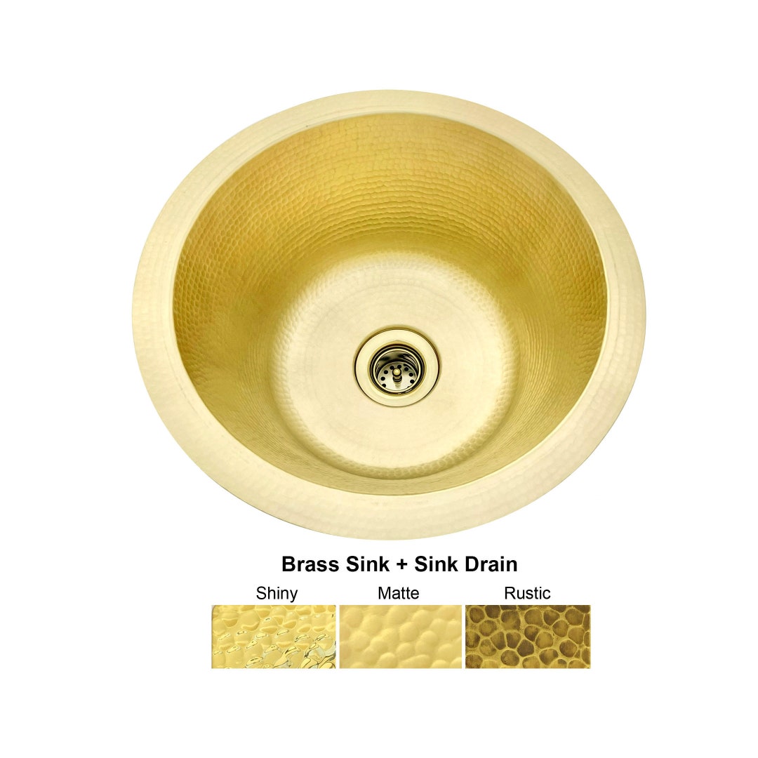 12 Round Hammered Brass Bar Sink Choose Shiny Brass, Matte Brass or