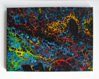 Abstract Acryl Pour Painting On Canvas (40x30cm) "Open-Cup-Techniek"