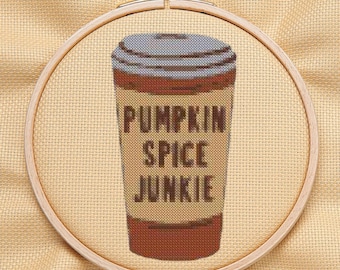 Pumpkin Spice Cross Stitch Pattern, Coffee Lover Cross Stitch Pattern, Pumpkin Spice Embroidery, Autumn Cross Stitch, Cross Stitch PDF
